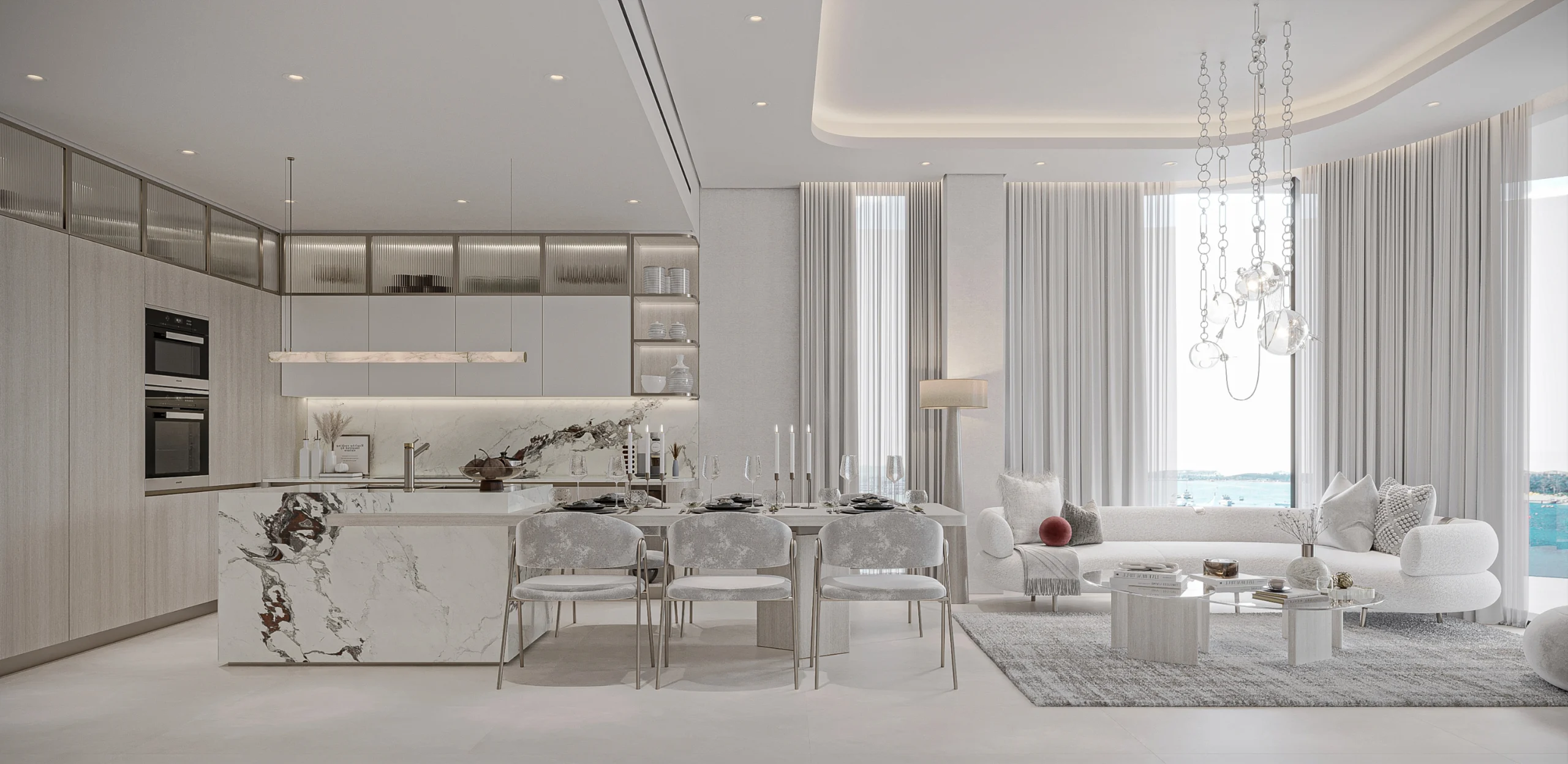 Typical Kitchen, Dining and Living View 1