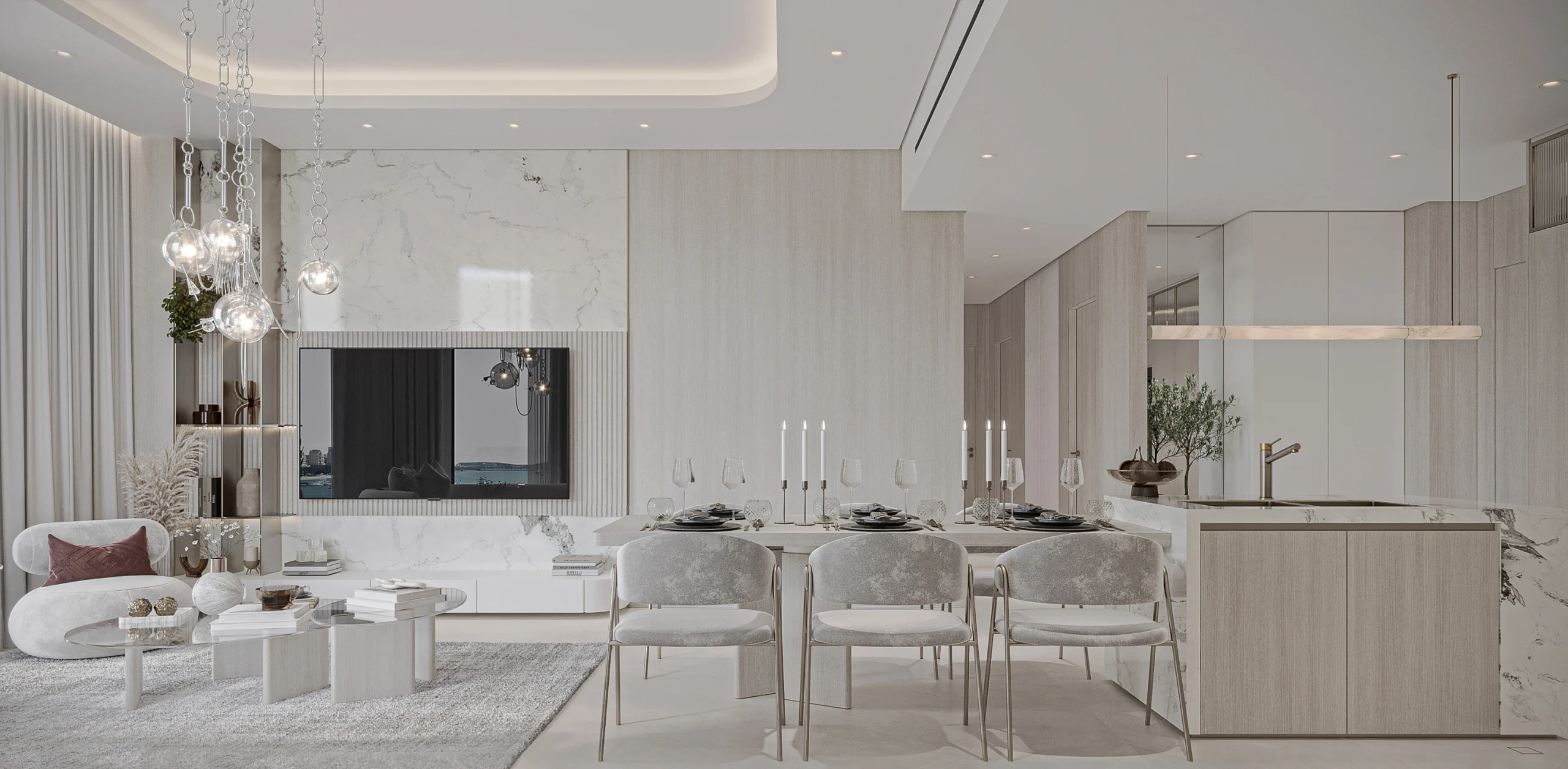 Typical Kitchen, Dining and Living View 2