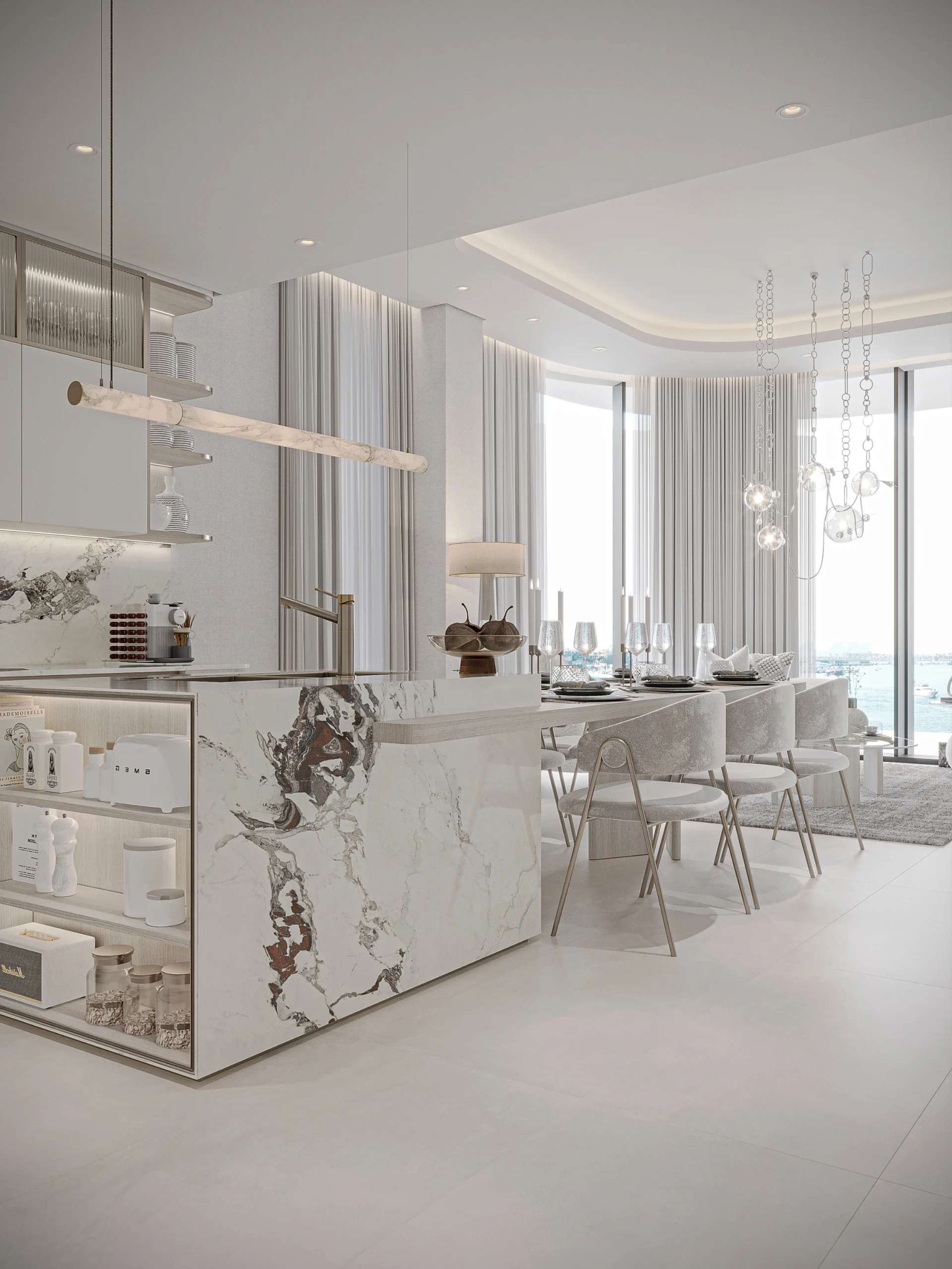 Typical Kitchen, Dining and Living View 3